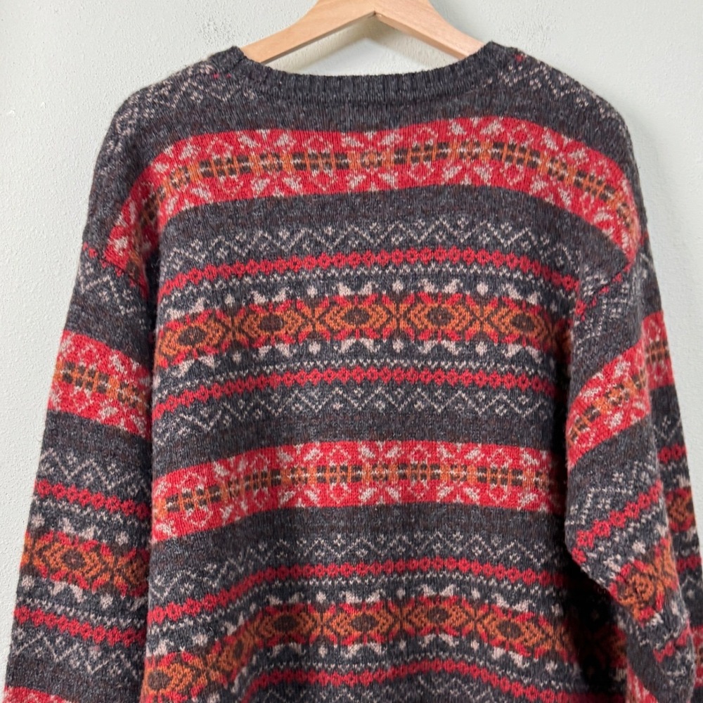 Vintage 90s Club Room Shetland Wool Fair Isle Nordic Grandpa Sweater Mens L - Picture 6 of 9